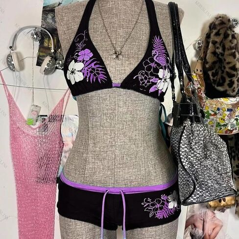 2 Piece Y2k Halter Bikini Sets Women Sexy Swimsuit Beach Sets Cute Summer Going Out Outfits 2025 Vacation 2000s in Saudi Arabia