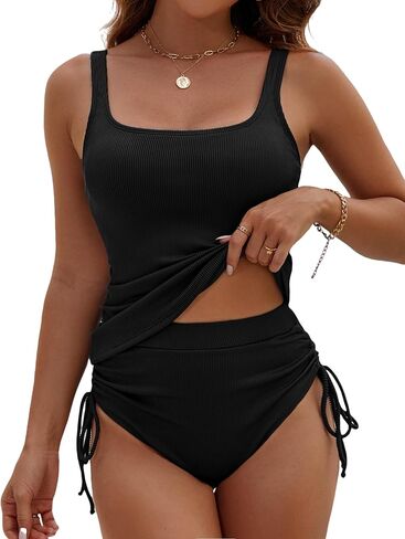 BMJL Womens Two Piece Tankini Ribbed Tummy Control Swimsuits Ruched Full Coverage Bathing Suits Swim Suit 2025 in Saudi Arabia