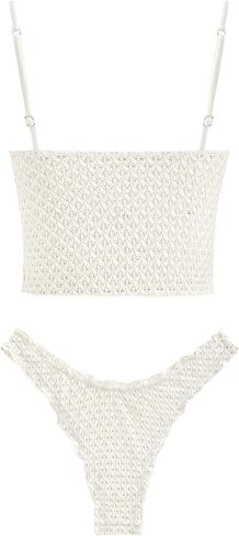 seamoly Women's Tankini Sets Tie Front Ruffle Bikini Set High Cut Thong Two Piece Swimsuit Floral Gingham Bathing Suit in Kuwait