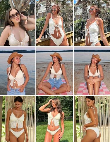 seamoly Women's Tankini Sets Tie Front Ruffle Bikini Set High Cut Thong Two Piece Swimsuit Floral Gingham Bathing Suit in Kuwait