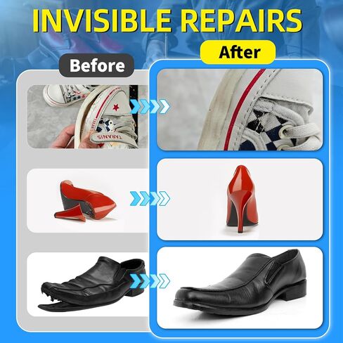 Shoe Glue, Shoe Repair Adhesive Flexible, Waterproof, Clear, Super Strong Glue for Soles, Sneakers, Boots, Leather, Handbags, Soles, Heels - Works on Leather, Rubber, Vinyl, Canvas - 0.7oz x 2 in Saudi Arabia