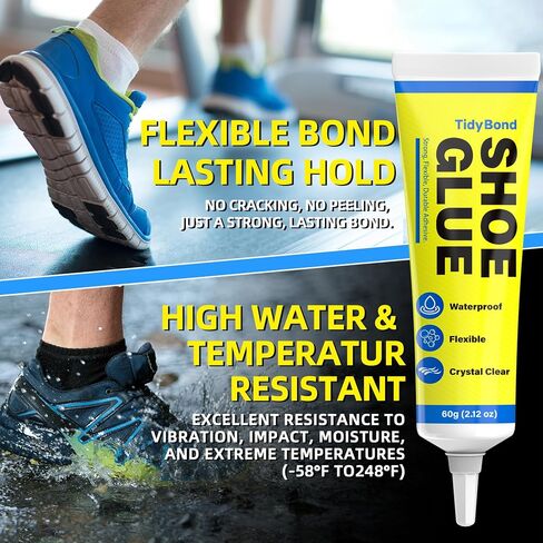 Shoe Glue, Shoe Repair Adhesive Flexible, Waterproof, Clear, Super Strong Glue for Soles, Sneakers, Boots, Leather, Handbags, Soles, Heels - Works on Leather, Rubber, Vinyl, Canvas - 0.7oz x 2 in Saudi Arabia