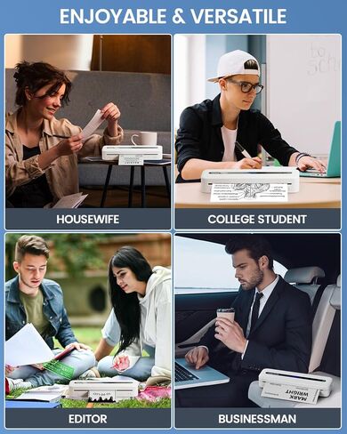 طابعات ASprink M832 المحمولة اللاسلكية للسفر - طابعة حرارية بدون حبر 300 نقطة في البوصة للاستخدام المنزلي - طابعة بلوتوث صغيرة، طابعة محمولة مدمجة، متوافقة مع iOS وAndroid والكمبيوتر المحمول - أسود in Kuwait