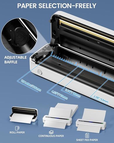طابعات ASprink M832 المحمولة اللاسلكية للسفر - طابعة حرارية بدون حبر 300 نقطة في البوصة للاستخدام المنزلي - طابعة بلوتوث صغيرة، طابعة محمولة مدمجة، متوافقة مع iOS وAndroid والكمبيوتر المحمول - أسود in Kuwait