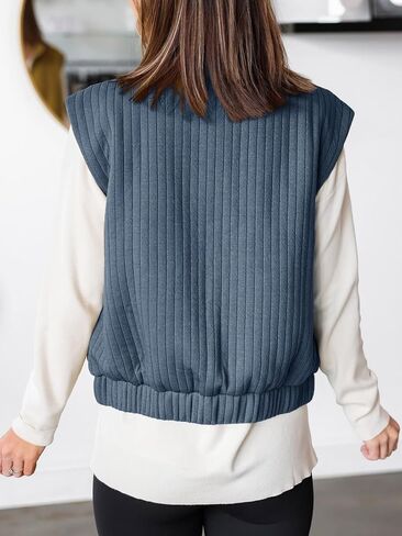 Tankaneo Womens Quilted Vest Sleeveless Zip Up Jackets Outerwear Fall Spring Trendy Lightweight Coat in Saudi Arabia