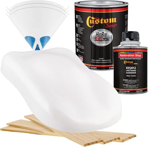 متجر مخصص - Arctic White - Hot Rod Flatz Flat Matte Matte Satin Urethane Auto Paint - Complete Quart Paint Kit - احترافية منخفضة للسيارات ، طلاء شاحنة السيارة ، 4: 1 نسبة مزيج in Saudi Arabia