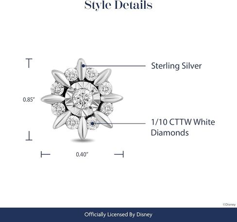 Jewelili Enchanted Disney Fine Jewelry Sterling Silver 1/10 Cttw Diamond Elsa Snowflake Illusion Earrings in Saudi Arabia