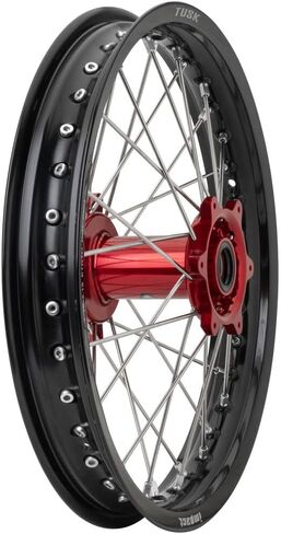Tusk Impact Complete Wheel-الخلفية 18 × 2.15 حافة سوداء/فضية يتحدث/محور أحمر متوافق مع بيتا 300RR/300RR RACE EDITION 2013-2025/390 RR/RACE EDITION 2015-2024 in Kuwait