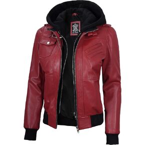 Blingsoul Leather Jacket Women - Real Lambskin Womens Leather Jackets With hood in Kuwait