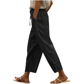 سراويل بياضة الخصر المرنة للنساء الصيف مريح الساق على التوالي in Kuwait