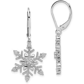 Diamond2Deal 925 Sterling Silver Rhodium Plated Diamond Snowflake Dangle Earrings in Saudi Arabia