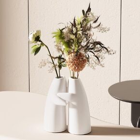 Wife Ideas - Flower Vase for Centerpieces Set of 2 - White Ceramic Vases for Home Decor Accents Terracotta Vase for Table Entryway Bookshelf Living Room in Saudi Arabia