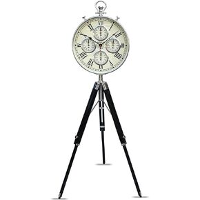 Vintage Tripod Floor Standing World Time Clock – Roman Numerals | Classic Metal Design | Home & Office Decor in Saudi Arabia