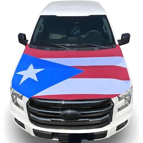 Puerto Rico Car Hood Cover - 59x51 in Car Hood Cover Flag for Decor, Patriotic Puerto Rico Flag Bonnet Banner with 2 Pack Adjustable Triangular Fasteners in Kuwait