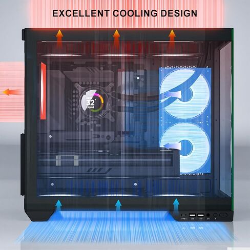 Sevenhero Micro ATX PC Case EMBL with 3 ARGB PWM Fans, Supports 240 RAD, Dual Tempered Glass Panels for Panoramic View, Dual Chamber Layout, Micro ATX Gaming Computer Case - Black in Saudi Arabia