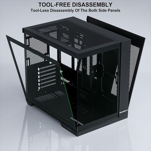 Sevenhero Micro ATX PC Case EMBL with 3 ARGB PWM Fans, Supports 240 RAD, Dual Tempered Glass Panels for Panoramic View, Dual Chamber Layout, Micro ATX Gaming Computer Case - Black in Saudi Arabia