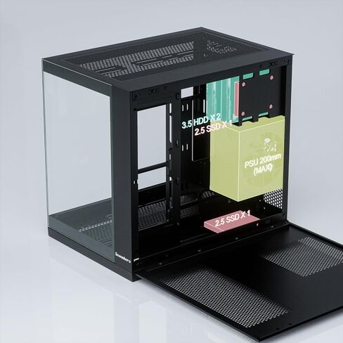 Sevenhero Micro ATX PC Case EMBL with 3 ARGB PWM Fans, Supports 240 RAD, Dual Tempered Glass Panels for Panoramic View, Dual Chamber Layout, Micro ATX Gaming Computer Case - Black in Saudi Arabia