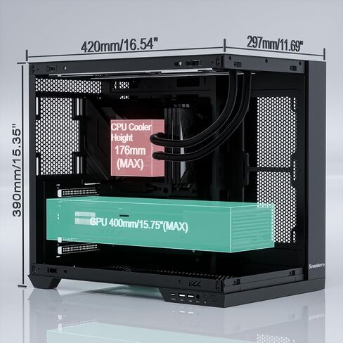 Sevenhero Micro ATX PC Case EMBL with 3 ARGB PWM Fans, Supports 240 RAD, Dual Tempered Glass Panels for Panoramic View, Dual Chamber Layout, Micro ATX Gaming Computer Case - Black in Saudi Arabia