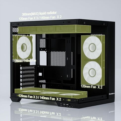 Sevenhero Micro ATX PC Case EMBL with 3 ARGB PWM Fans, Supports 240 RAD, Dual Tempered Glass Panels for Panoramic View, Dual Chamber Layout, Micro ATX Gaming Computer Case - Black in Saudi Arabia