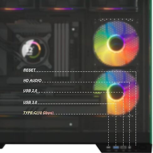 Sevenhero Micro ATX PC Case EMBL with 3 ARGB PWM Fans, Supports 240 RAD, Dual Tempered Glass Panels for Panoramic View, Dual Chamber Layout, Micro ATX Gaming Computer Case - Black in Saudi Arabia