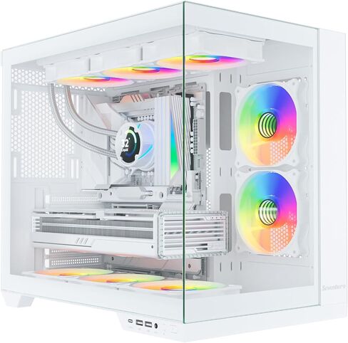 Sevenhero Micro ATX PC Case EMBL with 3 ARGB PWM Fans, Supports 240 RAD, Dual Tempered Glass Panels for Panoramic View, Dual Chamber Layout, Micro ATX Gaming Computer Case - Black in Saudi Arabia