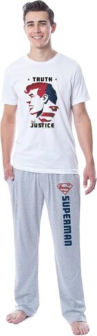 DC Comics Mens' Superman Silo Truth Justice Sleep Pajama Set Shirt Pant in Saudi Arabia