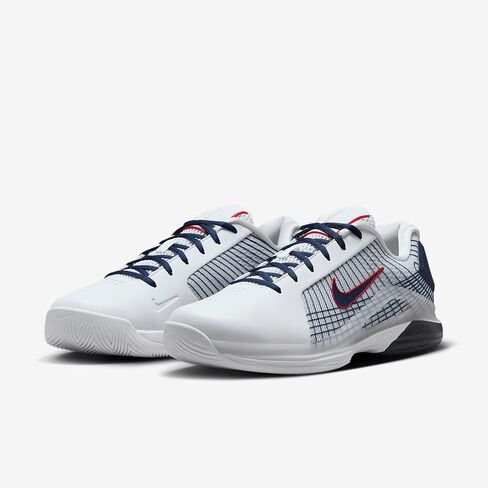 Nike Vapor 12 Hypersmash Men's Hard Court Tennis Shoes (HJ0549-100, White/Sport Red/Pure Platinum/Obsidian) in Saudi Arabia