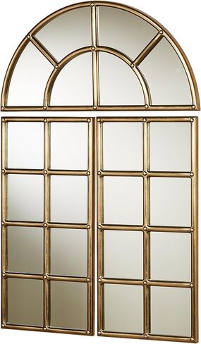 Touch of Class Passage Arched Windowpane Style Wall Mirror Set - Aged Gold - Set of Three - Large Decor to Hang in Bathroom, Bedroom, Dining Room, Living Room, Hallway, Foyer in Saudi Arabia