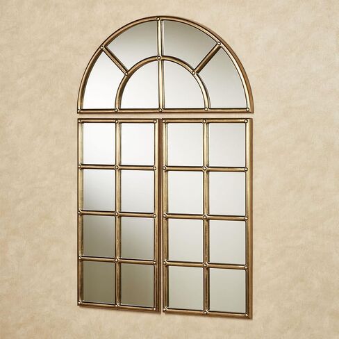 Touch of Class Passage Arched Windowpane Style Wall Mirror Set - Aged Gold - Set of Three - Large Decor to Hang in Bathroom, Bedroom, Dining Room, Living Room, Hallway, Foyer in Saudi Arabia