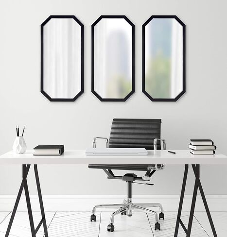 Kate و Laurel Laverty Glam Framed Octagon Mirror ، مجموعة من 3 ، مجموعة سوداء وحديثة من المرايا للورود in Saudi Arabia