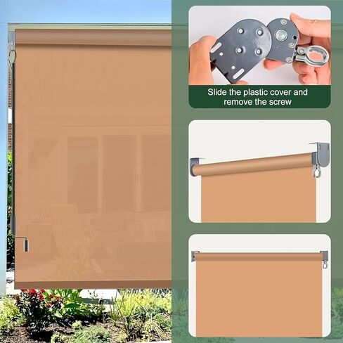 Sunshade Replacement Bracket, Compatible with Coolaroo External Roller Blind, Upgraded to Metal Ring, More Durable and Long-Lasting(Metal, Brown) in Saudi Arabia