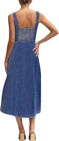 utcoco Denim Dress for Women Sleeveless Button Down Slim Fit Midi Jean Dresses for Women 2025 in Saudi Arabia