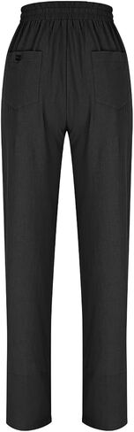 Elastic Waist Linen Pants for Women Summer Comfy Straight Leg Pants Solid Boho Baggy Casual Beach Pants with Pockets in Saudi Arabia