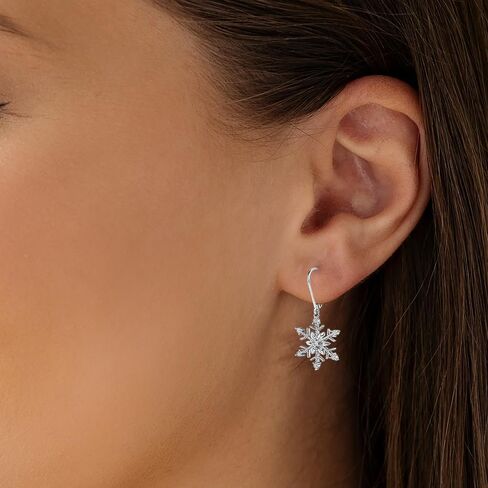Diamond2Deal 925 Sterling Silver Rhodium Plated Diamond Diamond Snowload Dangling أقراط in Saudi Arabia