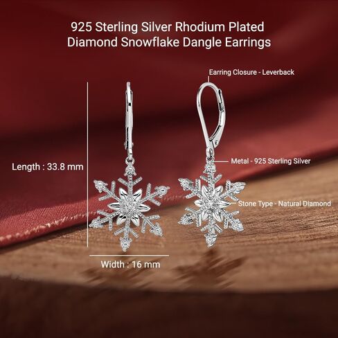 Diamond2Deal 925 Sterling Silver Rhodium Plated Diamond Diamond Snowload Dangling أقراط in Saudi Arabia