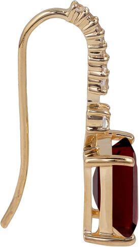 10k Yellow Gold Emerald-Cut Garnet and White Topaz Dangle Earrings in Saudi Arabia