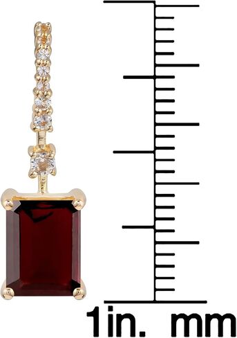 10k Yellow Gold Emerald-Cut Garnet and White Topaz Dangle Earrings in Saudi Arabia