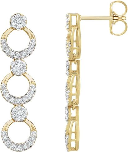 Diamond2Deal 14K الذهب الأصفر 1/2 CTW Diamond Diamond Dangle أقراط in Saudi Arabia