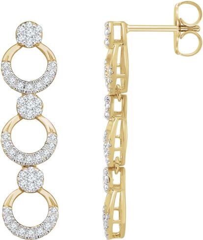 Diamond2Deal 14K الذهب الأصفر 1/2 CTW Diamond Diamond Dangle أقراط in Saudi Arabia