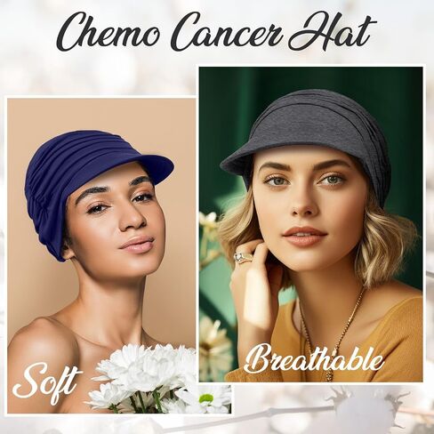 6 Pcs Chemo Cancer Hat for Women Breathable Bamboo Newsboy Baseball Cap Soft Headwear for Cancer Patient Hair Loss in Kuwait