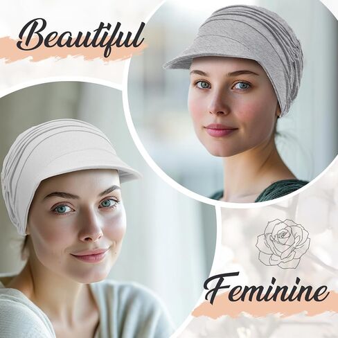 6 Pcs Chemo Cancer Hat for Women Breathable Bamboo Newsboy Baseball Cap Soft Headwear for Cancer Patient Hair Loss in Kuwait