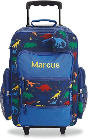 Lillian Vernon Personalized Rolling Luggage for Kids, 5-Pocket Blue Camo Suitcase Set With Clip-On Pouch, Customizable Boys Travel Carrier on Wheels, 5W x 12" L x 20"H in Kuwait