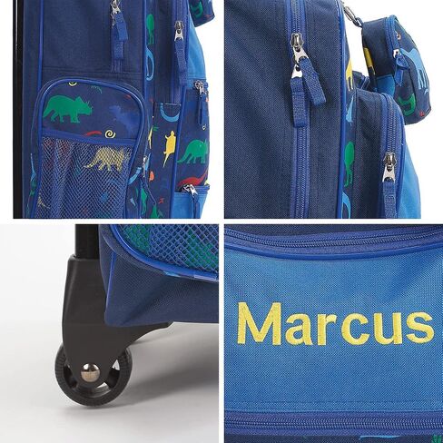 Lillian Vernon Personalized Rolling Luggage for Kids, 5-Pocket Blue Camo Suitcase Set With Clip-On Pouch, Customizable Boys Travel Carrier on Wheels, 5W x 12" L x 20"H in Kuwait