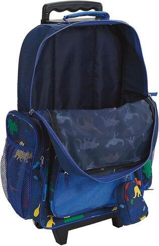 Lillian Vernon Personalized Rolling Luggage for Kids, 5-Pocket Blue Camo Suitcase Set With Clip-On Pouch, Customizable Boys Travel Carrier on Wheels, 5W x 12" L x 20"H in Kuwait