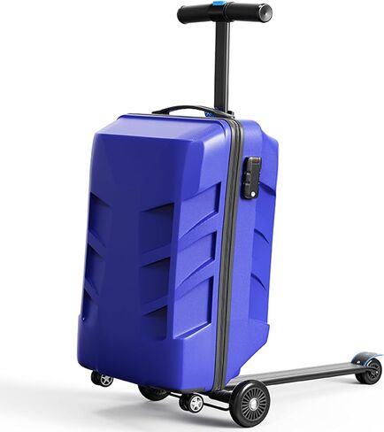 Scooter Suitcase 3-D Hardshell Ride Scooter Luggage for Kids Age 7-15, Cute Lightweight Kids Luggage with Wheels, Girls&Boys Multifunctional Ride On Travel Trolley Scooter Combo-Blue in Saudi Arabia