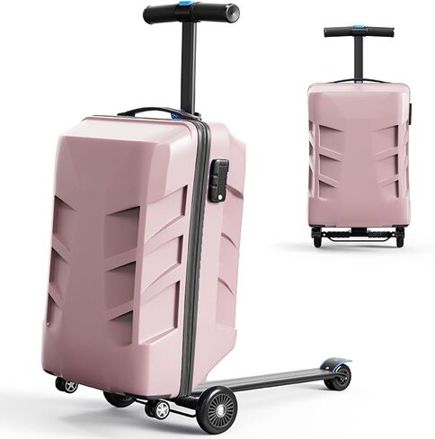 Scooter Suitcase 3-D Hardshell Ride Scooter Luggage for Kids Age 7-15, Cute Lightweight Kids Luggage with Wheels, Girls&Boys Multifunctional Ride On Travel Trolley Scooter Combo-Blue in Saudi Arabia