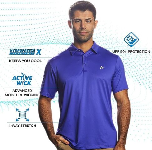 Arctic Cool Men’s Polo Instant Cooling Moisture Wicking Performance UPF 50+ Short Sleeve Polo in Kuwait
