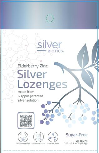 Generic Silver Biotics Sugar-Free Colloidal Silver Lozenges | 60 ppm SilverSol | Immune Support + Throat Soothing Comfort | Elderberry Zinc (21 Count X 5 Package Bundle) in Saudi Arabia