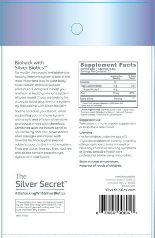 Generic Silver Biotics Sugar-Free Colloidal Silver Lozenges | 60 ppm SilverSol | Immune Support + Throat Soothing Comfort | Elderberry Zinc (21 Count X 5 Package Bundle) in Saudi Arabia