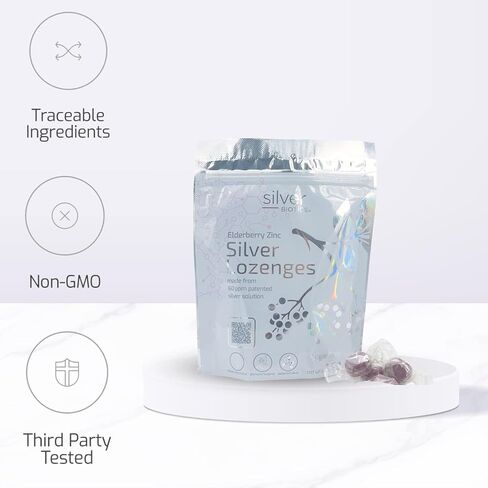 Generic Silver Biotics Sugar-Free Colloidal Silver Lozenges | 60 ppm SilverSol | Immune Support + Throat Soothing Comfort | Elderberry Zinc (21 Count X 5 Package Bundle) in Saudi Arabia